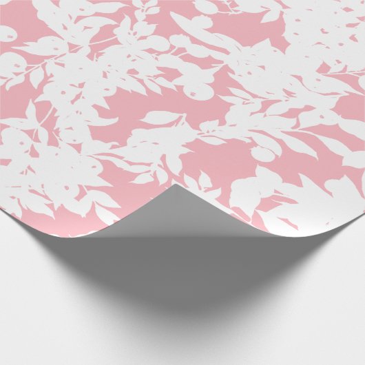 Moderne Abstrakte Rosa Weiße Blüte Geschenkpapier (Ecke)