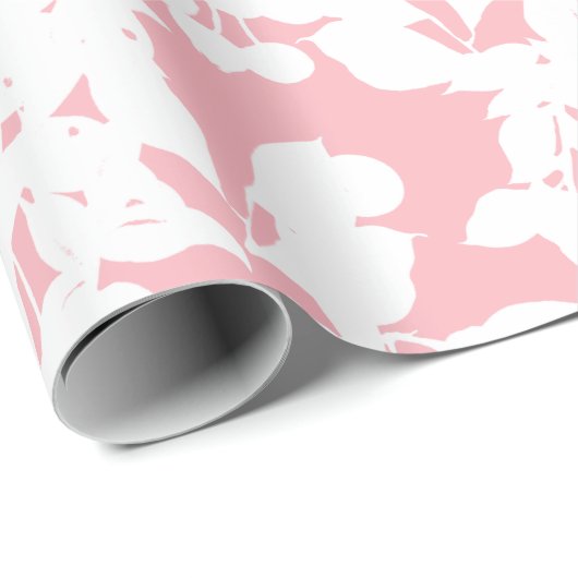 Moderne Abstrakte Rosa Weiße Blüte Geschenkpapier (Rolleneckpunkt)