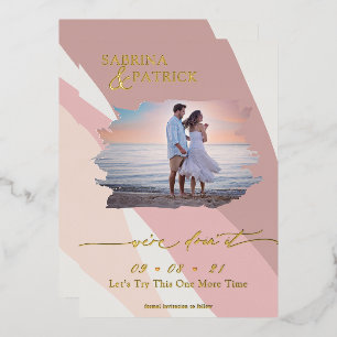 Moderne Abstrakte Rose Blush Foto Folieneinladung