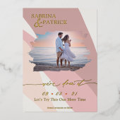 Moderne Abstrakte Rose Blush Foto Folieneinladung (Vorderseite)