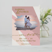 Moderne Abstrakte Rose Blush Foto Folieneinladung (Stehend vorne)