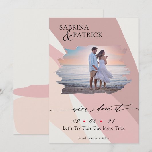Moderne Abstrakte Rose Blush Foto Save The Date (Vorne/Hinten)