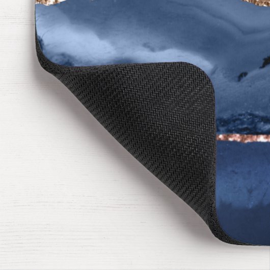 Moderne Abstrakte Rose Gold Indigo Blue Agate Marm Mousepad (Ecke)