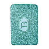 Moderne Abstrakte Rose Muster, Aquamarin und Aqua Badematte (Vorderseite Vertikal)
