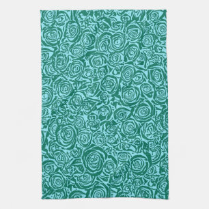 Moderne Abstrakte Rose Muster, Aquamarin und Aqua Handtuch