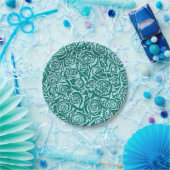 Moderne Abstrakte Rose Muster, Aquamarin und Aqua Pappteller (Party)