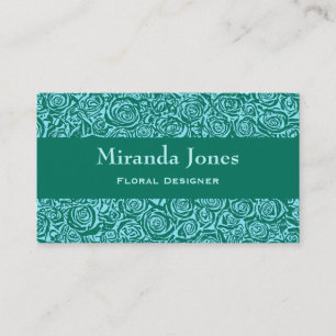 Moderne Abstrakte Rose Muster, Aquamarin und Aqua Visitenkarte