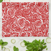 Moderne Abstrakte Rose Muster, dunkelrot und weiß Geschirrtuch (Gefaltet)