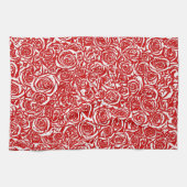 Moderne Abstrakte Rose Muster, dunkelrot und weiß Geschirrtuch (Horizontal)