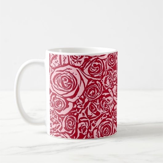 Moderne Abstrakte Rose Muster, Rose Rot und Rosa Kaffeetasse (Links)