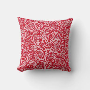 Moderne Abstrakte Rose Muster, Rose Rot und Rosa Kissen