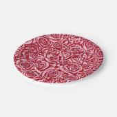 Moderne Abstrakte Rose Muster, Rose Rot und Rosa Pappteller (Schrägansicht)