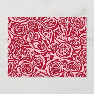 Moderne Abstrakte Rose Muster, Rose Rot und Rosa Postkarte