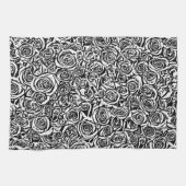 Moderne Abstrakte Rose Muster, Schwarz und Weiß Geschirrtuch (Horizontal)