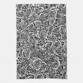 Moderne Abstrakte Rose Muster, Schwarz und Weiß Geschirrtuch (Vertikal)