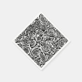 Moderne Abstrakte Rose Muster, Schwarz und Weiß Serviette (Ecke)