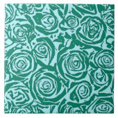 Moderne Abstrakte Rose Muster, Türkis und Aqua Fliese (Vorderseite)