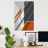 Moderne abstrakte Rost Orange Grau Poster (Heimbüro)