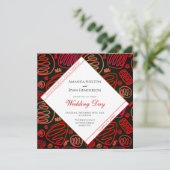 Moderne Abstrakte Rot-Schwarz Einladung (Stehend Vorderseite)