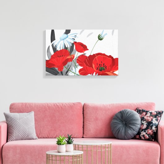 Moderne Abstrakte Rote Flora Leinwanddruck (Insitu (Wohnzimmer))
