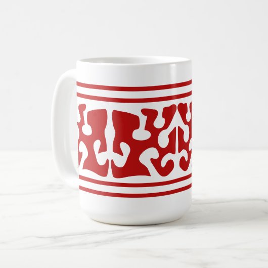 Moderne Abstrakte Rote-Form-Kunst Kaffeetasse (Vorderseite Links)