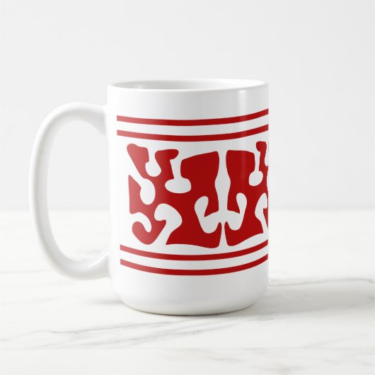 Moderne Abstrakte Rote-Form-Kunst Kaffeetasse (Links)