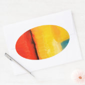 Moderne Abstrakte rote Gelbe Malerei Ovaler Aufkleber (Umschlag)