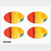 Moderne Abstrakte rote Gelbe Malerei Ovaler Aufkleber (Blatt)