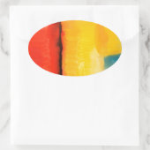 Moderne Abstrakte rote Gelbe Malerei Ovaler Aufkleber (Tasche)