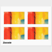 Moderne Abstrakte rote Gelbe Malerei Rechteckiger Aufkleber (Blatt)