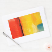 Moderne Abstrakte rote Gelbe Malerei Rechteckiger Aufkleber (Umschlag)
