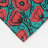Moderne abstrakte rote Mohn-Blumenmuster Fleecedecke (Ecke)