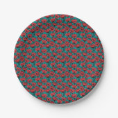 Moderne abstrakte rote Mohn-Blumenmuster Pappteller (Vorderseite)