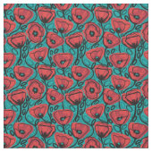 Moderne abstrakte rote Mohn-Blumenmuster Stoff (Nahaufnahme)