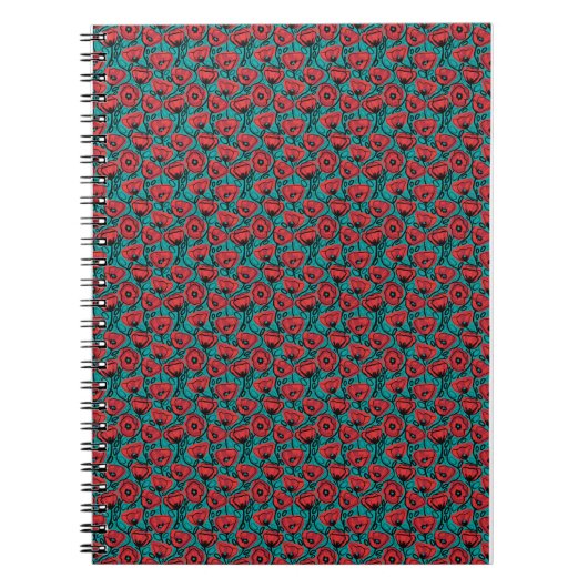 Moderne abstrakte rote Mohnblumen-Blumenmuster Notizblock (Vorderseite)
