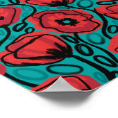 Moderne abstrakte rote Mohnblumen-Blumenmuster Poster (Ecke)