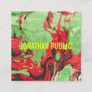 Moderne Abstrakte rote und grüne Vorlage Quadratische Visitenkarte