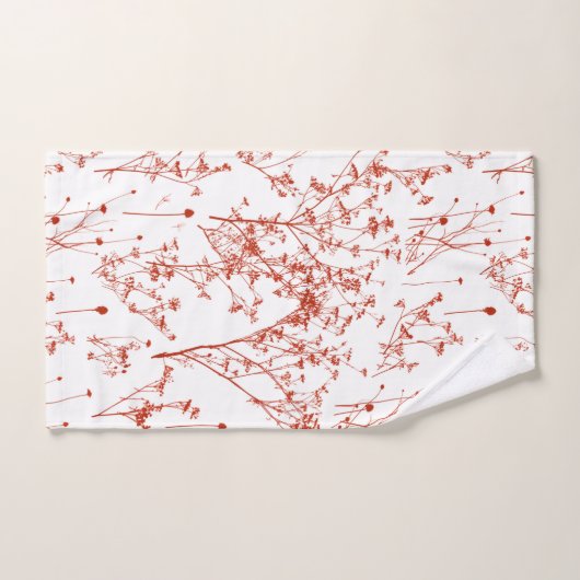 Moderne Abstrakte Rote Wildblumen in Weiß Badhandtuch Set (Handtuch)