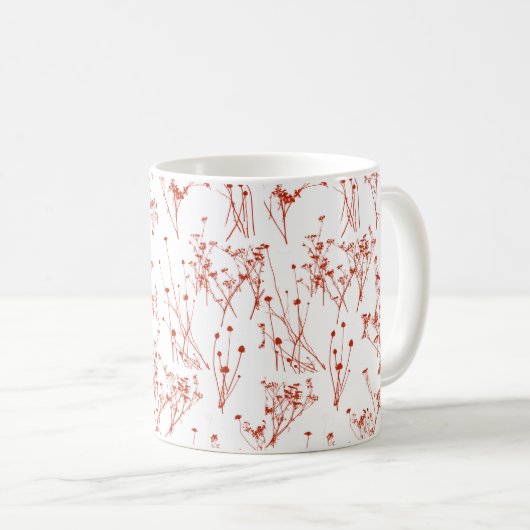 Moderne Abstrakte Rote Wildblumen in Weiß Kaffeetasse (VorderseiteRechts)