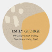 MODERNE ABSTRAKTE RUSSTORANGE KRAFT-ADRESSE RUNDER AUFKLEBER (Vorderseite)