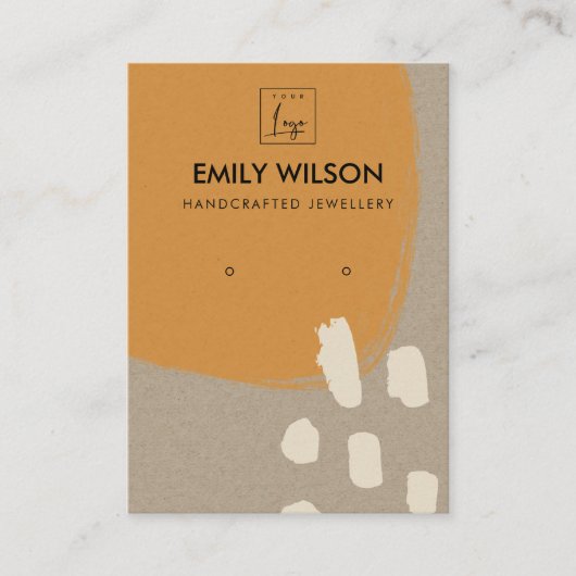 MODERNE ABSTRAKTE RUST ORANGE KRAFT EARRING DISPLA VISITENKARTE (Vorderseite)