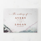 Moderne Abstrakte rustikale Orange & Grau Hochzeit Dreifach Gefaltete Einladung (Cover)