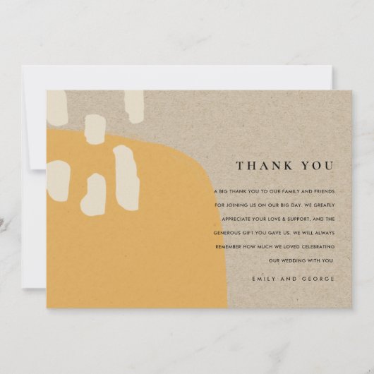 MODERNE ABSTRAKTE RUSTIKORANGE RUST KRAFT WEDD DANKESKARTE (Vorderseite)