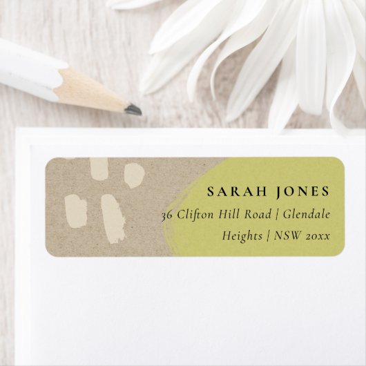 MODERNE ABSTRAKTE RUSTISCHE LIME GREEN KRAFT ADRES (Insitu)