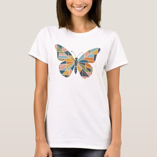 Moderne abstrakte Schmetterlinge - Sauberes Patchw T-Shirt (Vorderseite)