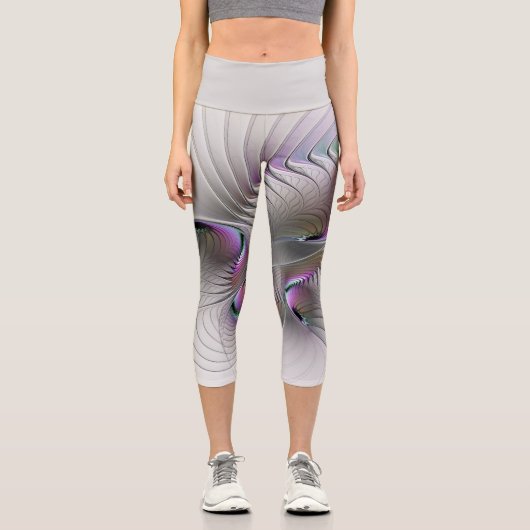 Moderne Abstrakte, schüchterne Fantasie Abbildung Capri Leggings (Vorderseite)