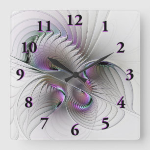 Moderne abstrakte schüchterne Fantasy-Figur-Frakta Quadratische Wanduhr