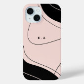 Moderne Abstrakte Schwarz-Creme-Individuelle Initi Case-Mate iPhone Hülle (Rückseite)