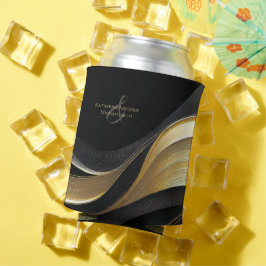 Moderne Abstrakte Schwarz-Gold-Hochzeit Dosenkühler