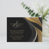 Moderne Abstrakte Schwarz-Gold-Hochzeit Einladung (Stehend Vorderseite)